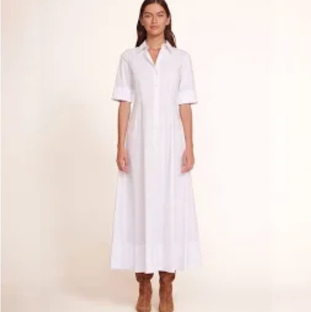 New NWT STAUD  Joan Collared Maxi Shirtdress White - Picture 6 of 6